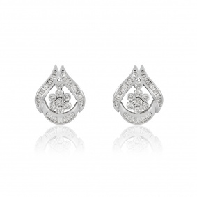 White Gold Floral Cluster Earrings 2.04ct TDW